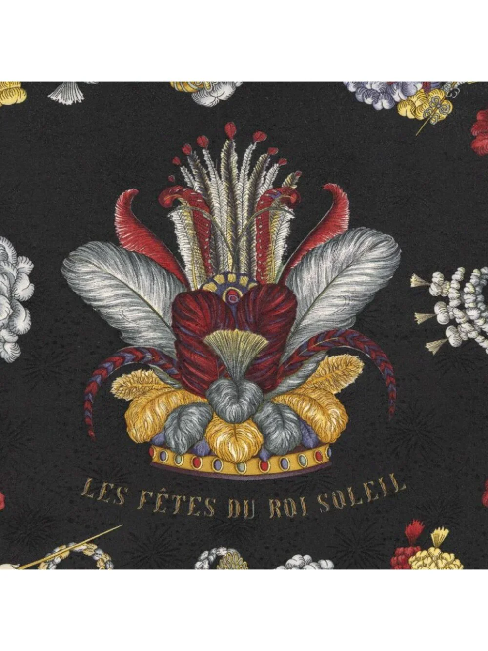 Hermes Scarf Black Red Gold 100% Jacquard Silk
